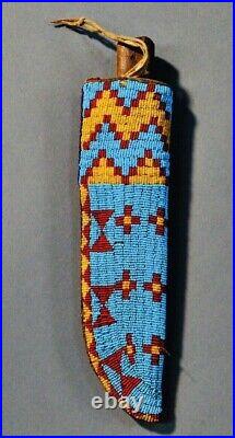 Knife Case Sioux Style Indian Beaded Native American Leather Knife Sheath