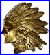LARGE VINTAGE NATIVE AMERICAN INDIAN HEAD BRASS WALL PLAQUE 14x14