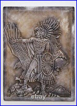 Large 19 Native American Indian Warrior with Eagle Wall Plaque Sculpture New