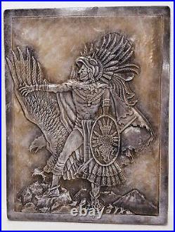 Large 19 Native American Indian Warrior with Eagle Wall Plaque Sculpture New