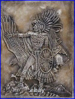 Large 19 Native American Indian Warrior with Eagle Wall Plaque Sculpture New