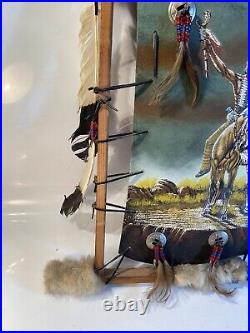 Large 23x 25 Native American on Horse Stretched Canvas Decor/Art