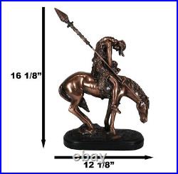 Large End of The Trail Native Indian Hero Warrior On Horse Statue Decor 16Tall