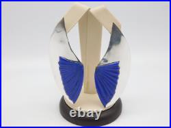 Large Modernist Native American Indian Sterling Silver Blue Lapis Stone Earrings