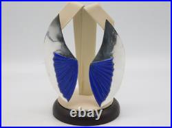 Large Modernist Native American Indian Sterling Silver Blue Lapis Stone Earrings