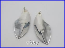 Large Modernist Native American Indian Sterling Silver Blue Lapis Stone Earrings