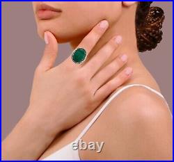 Large Native American Sterling Silver Malachite Applied Ring 10.25