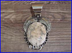 Large Navajo Indian Nickel Silver & Jasper Pendant by Cleveland