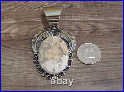 Large Navajo Indian Nickel Silver & Jasper Pendant by Cleveland