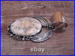 Large Navajo Indian Nickel Silver & Jasper Pendant by Cleveland