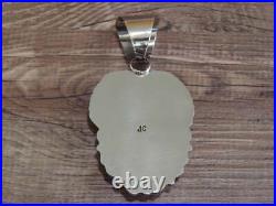 Large Navajo Indian Nickel Silver & Jasper Pendant by Cleveland