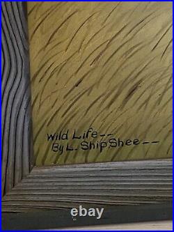 Large Original Wildlife Western Native American Indian Painting L. Shipshee