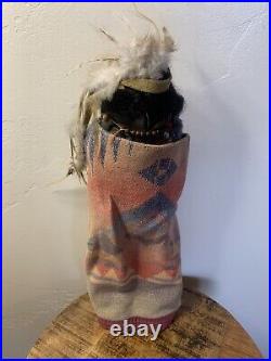 Large SKOOKUM Bully Good Native American Indian CHIEF, Wooden Feet, 16-1/2