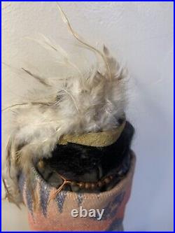 Large SKOOKUM Bully Good Native American Indian CHIEF, Wooden Feet, 16-1/2