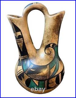 Large Traditional Hopi Wedding Vase Pot 13 Tall Bold Bird Wing Design