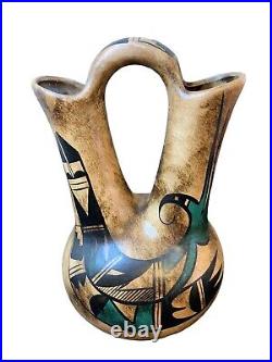 Large Traditional Hopi Wedding Vase Pot 13 Tall Bold Bird Wing Design