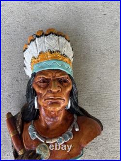 Large Vintage Chalkware Tobacco Store Native American Indian Chief Bust