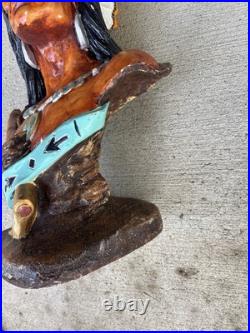 Large Vintage Chalkware Tobacco Store Native American Indian Chief Bust