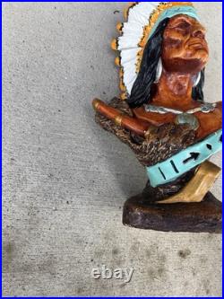 Large Vintage Chalkware Tobacco Store Native American Indian Chief Bust