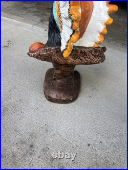 Large Vintage Chalkware Tobacco Store Native American Indian Chief Bust