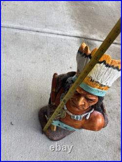 Large Vintage Chalkware Tobacco Store Native American Indian Chief Bust