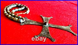 Large Vintage Trade Cross With Trade Beads