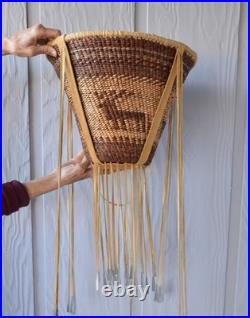 Large White Mountain Apache Elk Basket 14 1/2 x 24 with Fringe
