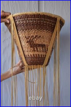 Large White Mountain Apache Elk Basket 14 1/2 x 24 with Fringe