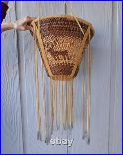 Large White Mountain Apache Elk Basket 14 1/2 x 24 with Fringe