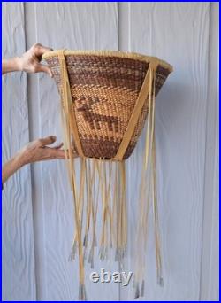 Large White Mountain Apache Elk Basket 14 1/2 x 24 with Fringe