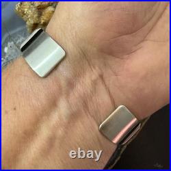 Leander Tahe Native American Sterling Silver Heavy Geometric Bracelet For Men