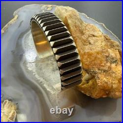 Leander Tahe Native American Sterling Silver Heavy Geometric Bracelet For Men
