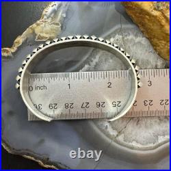 Leander Tahe Native American Sterling Silver Heavy Geometric Bracelet For Men