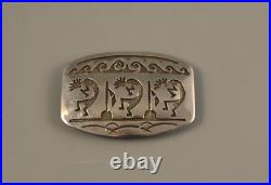 Lg Vintage Navajo Sterling Silver Buckle -By Ervin Redhorse 3.5 x 2.5