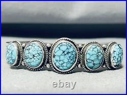 Lone Mountain Turquoise! Vintage Navajo Sterling Silver Bracelet