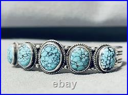 Lone Mountain Turquoise! Vintage Navajo Sterling Silver Bracelet