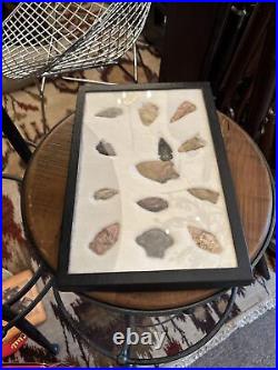 Lot of 13 Framed Shade box Antique Indian Arrowheads