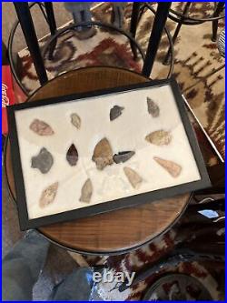 Lot of 13 Framed Shade box Antique Indian Arrowheads