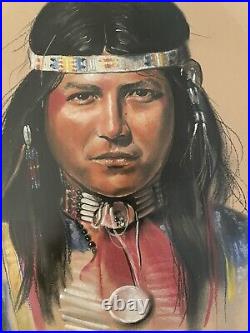 Maija Framed Art Print Indian Man Warrior Portrait Native American Western Vtg
