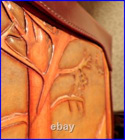 Mcbrine Courier Attache Case Tooled Leather Native American Tribal Art
