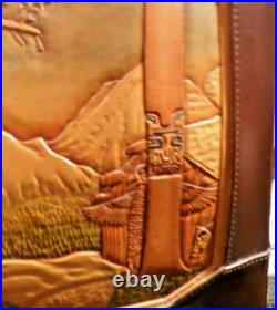Mcbrine Courier Attache Case Tooled Leather Native American Tribal Art