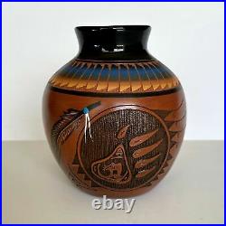 Mitchell Blackhawk Signed Pottery Vase Native American Artist Southwestern