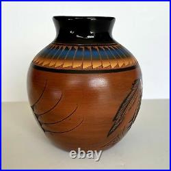 Mitchell Blackhawk Signed Pottery Vase Native American Artist Southwestern