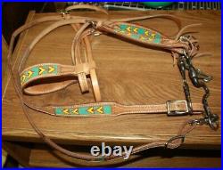 NATIVE AMERICAN BEADED LEATHER HANDCRAFTED HEADSTALL With BIT FREE SHIPPING