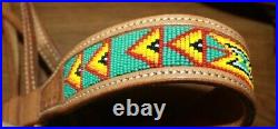 NATIVE AMERICAN BEADED LEATHER HANDCRAFTED HEADSTALL With BIT FREE SHIPPING
