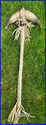 NATIVE AMERICAN HORN DANCE WAND, DANCE STICK, WAR CLUB, Dakota Sioux NATIVE AMERICAN HORN DANCE WAND, DANCE STICK, WAR CLUB, Dakota Sioux