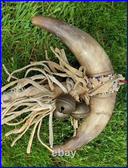 NATIVE AMERICAN HORN DANCE WAND, DANCE STICK, WAR CLUB, Dakota Sioux