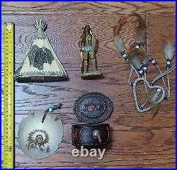 NATIVE AMERICAN INDIAN HISTORY & CULTURE lot. Figurines, pipe, jugs, etc. PO