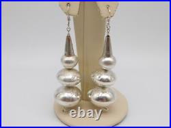 NATIVE AMERICAN INDIAN STERLING SILVER HAND HAMMERED NAVAJO PEARL EARRINGS a