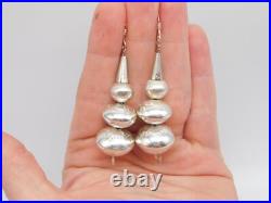 NATIVE AMERICAN INDIAN STERLING SILVER HAND HAMMERED NAVAJO PEARL EARRINGS a
